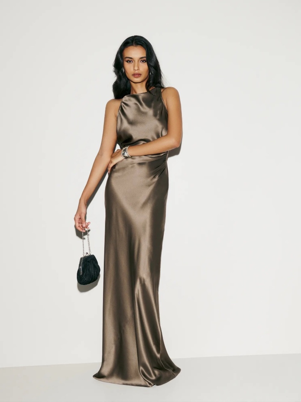 Reformation Anaiis Silk Maxi Dress Morel New - Picture 1 of 7